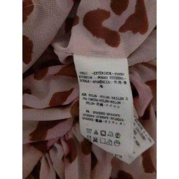 Free People Meg's Animal Print Cropped Mesh Top Pink Brown Short Sleeves Sz S - Picture 6 of 7